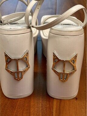 NAKED WOLFE Jada white leather platform heels